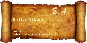 Balta Albert névjegykártya