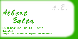 albert balta business card